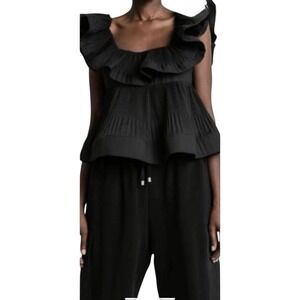 MEIMEIJ Brown Cotton Ruffle Corset Top Pleated Designer Italy. Sz S